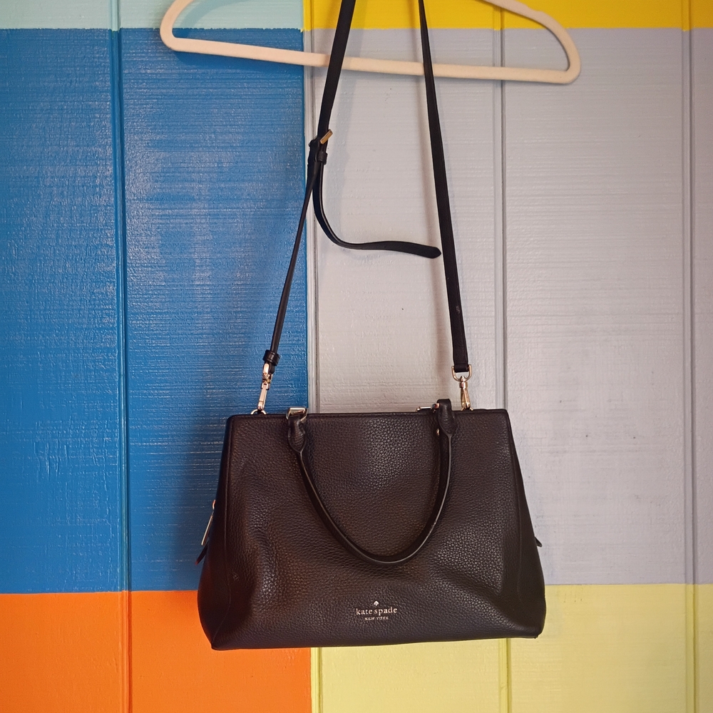 kate spade Black Pebbled Leather Satchel with Strap